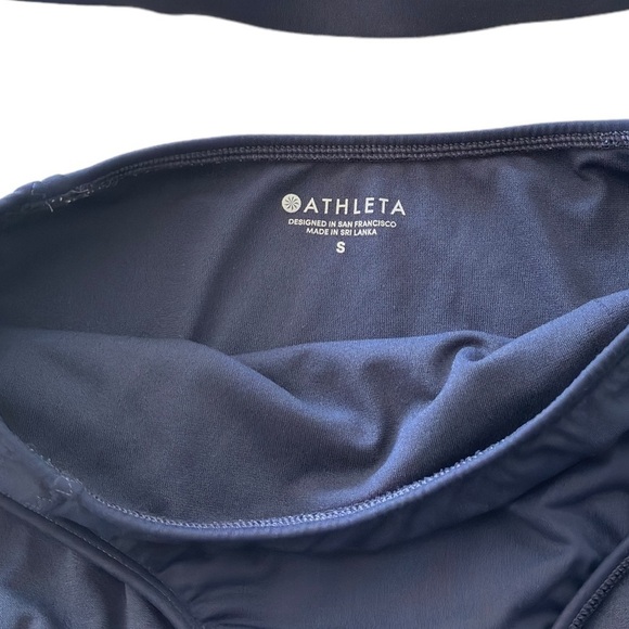 Athlete High Waisted Bikini Knot Scoop Neck Swimsuit Two Pieces Small Navy Blue - Picture 4 of 13